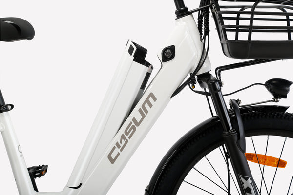 Cysum Vélo électrique X-City – Moteur 48 V 250 W, couple 45 Nm, batterie lithium 48 V 10,4 Ah, cadre ouvert, design unisexe pour les trajets quotidiens