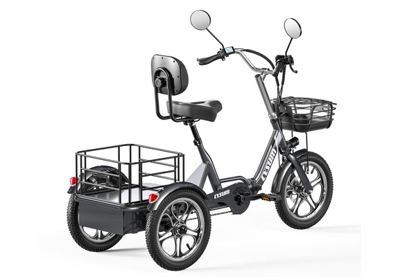 Cysum Tricycle électrique T1 Vélo Cruiser à 3 roues, vélo électrique pliable de 16 pouces Batterie au lithium de grande capacité 576 Wh Moteur 48V 55Nm