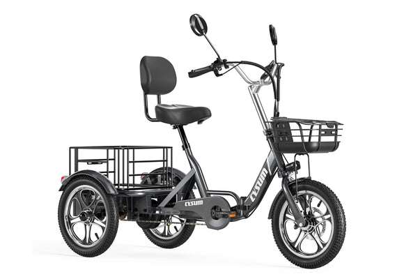 Cysum Tricycle électrique T1 Vélo Cruiser à 3 roues, vélo électrique pliable de 16 pouces Batterie au lithium de grande capacité 576 Wh Moteur 48V 55Nm