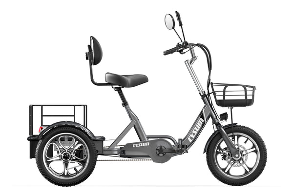 Cysum Tricycle électrique T1 Vélo Cruiser à 3 roues, vélo électrique pliable de 16 pouces Batterie au lithium de grande capacité 576 Wh Moteur 48V 55Nm